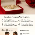 Elegant Infinity Heart Gold-Plated Bracelet with CZ Stones & Mother-of-Pearl Centerpiece – Romantic Couple Gift Jewellery for Women