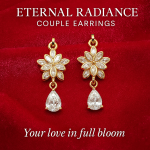 Eternal Radiance Couple Earrings – Romantic Gold-Plated Floral Earrings with Tear Drop