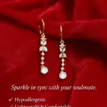 "Eternal Radiance Crystal Drop Earrings – Romantic Couple Jewellery in Gold Finish"