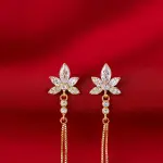 "Forever Bloom Couple Earrings – Dainty Gold Drop Floral Design with Crystals"