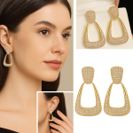 Golden Glimmer Geometric Drop Earrings