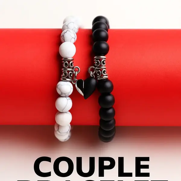 Magnetic Heart Couple Bracelets | Matching Crystal Bracelets for Him & Her
