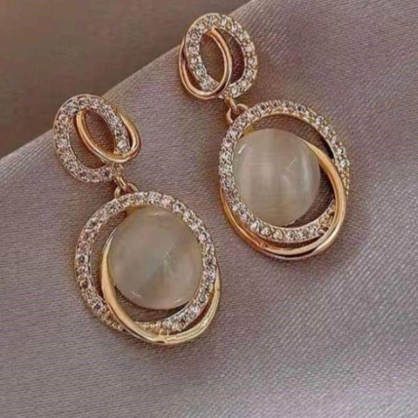 Radiant Orbit Cat's Eye Dangle Earrings
