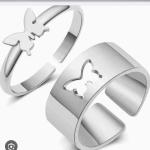 Butterfly Bond Couple Rings – Matching Cutout & Raised Design (Set of 2)