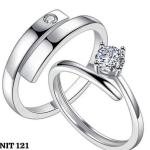 Timeless Sparkle Couple Ring Set – Bold Band & Solitaire Design