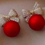 "Crimson Bow Charm" Drop Earrings