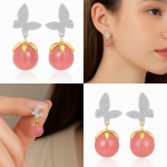 Pink Blossom Butterfly Drop Earrings