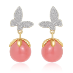Pink Blossom Butterfly Drop Earrings