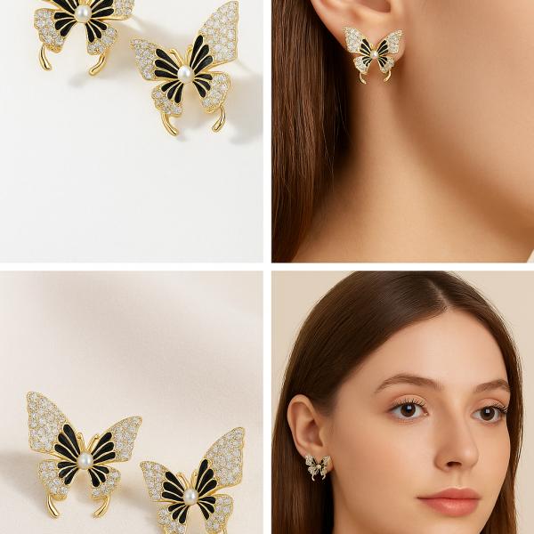 Royal Twilight Butterfly Stud Earrings